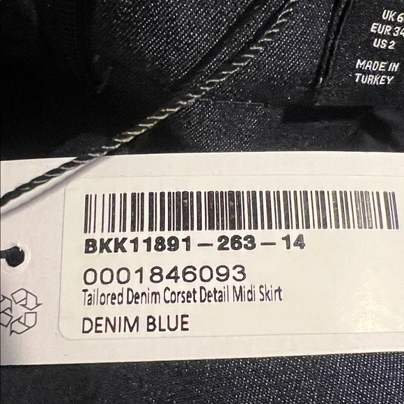 Karen Millen Tailored Denim Corset Detail Midi Skirt - Picture 15 of 15